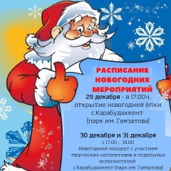 Расписание новогодних праздников В Карабудахкентском районе