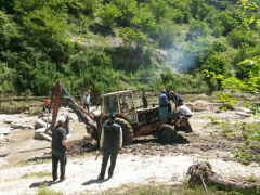 В селе Доргели провели очистку системы водоснабжения для ликвидации последствий ливневых дождей